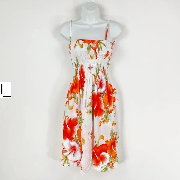 Bodyboard Dresses & Skirts - Tropical Floral Midi Dress in Orange and White